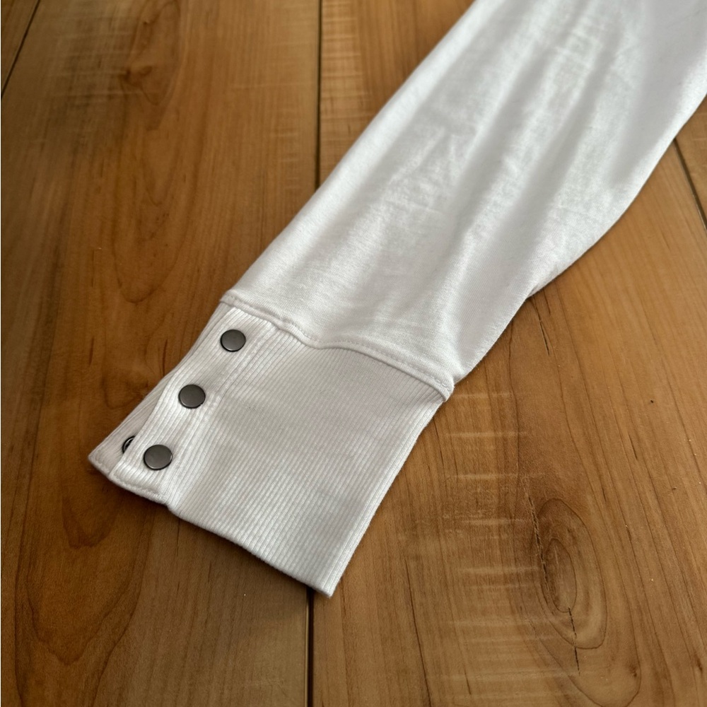 Evereve Peyton Crew White Long Sleeve Top Medium - Picture 3 of 6